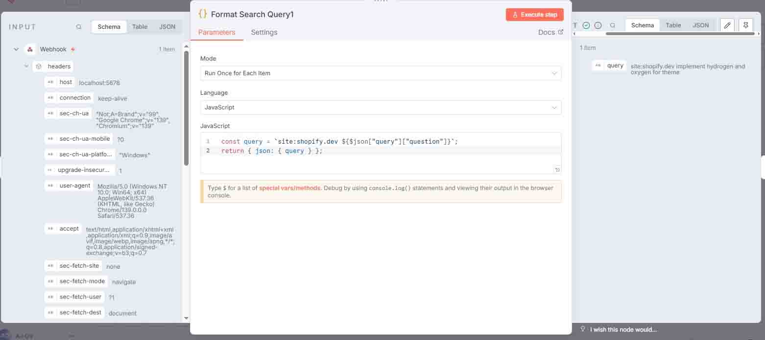 n8n Format Search query