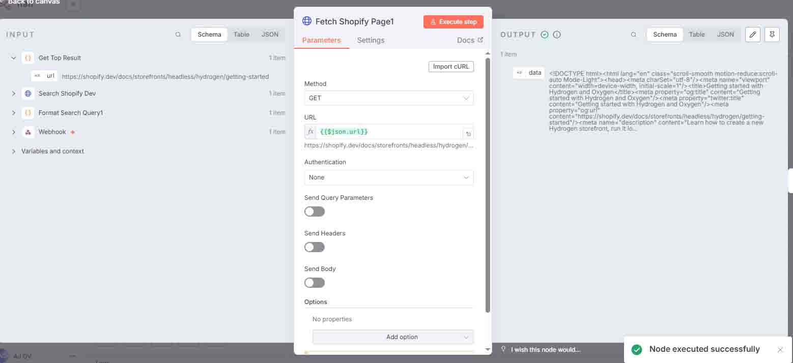 n8n Fetch Shopify page