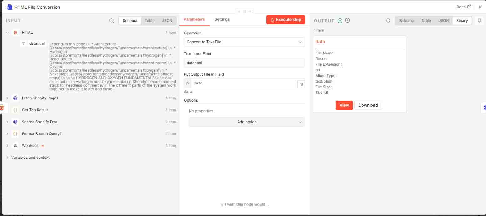 n8n HTML file conversion